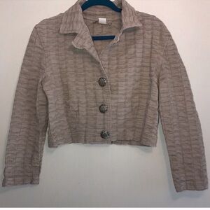 Painted Pony Vintage Beige/Tan Texture Cropped Cotton Jacket Small